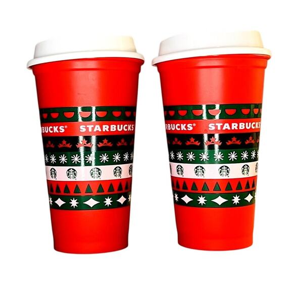 2020 Starbucks Holiday Ugly Sweater Hot Red Cup 16oz 2 - Picture 1 of 5